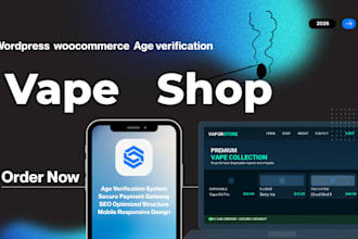 design professional vape shop website shopify woocommerce age verification store