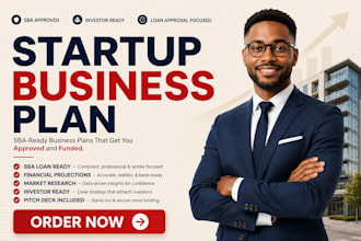 write sba startup business plan for bank loan approval with financial projection