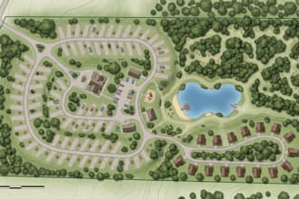 do property map, site plan, map illustration for vector map campground plan