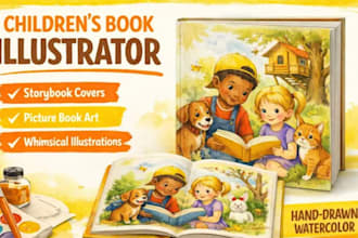 illustrate children book and edit children story with water colour illustration