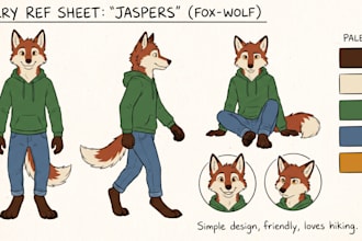 create a custom furry reference sheet for your fursona or furry oc