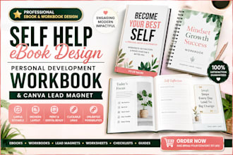 self help ebook design, personal development workbook and canva lead magnet