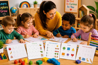 create educational montessori workbook, tracing books, kids worksheet, flashcard