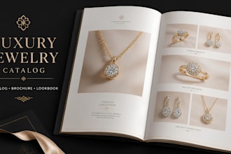 design a luxury jewelry catalog, product catalog and brochure