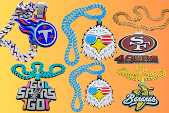 design custom hype chain turnover chain necklace pendant 3d print 3mf stl in 24h