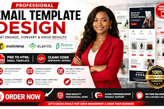 design mailchimp newsletter klaviyo brevo psd to html email template