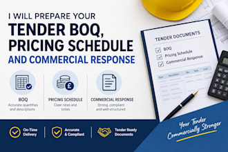 prepare tender boq pricing schedule and commercial response