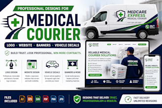 design a professional medical courier logo,website, landing page