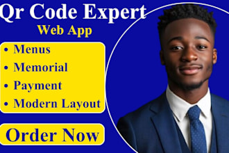 build a custom qr code web app for menus memorial, reviews, react next node js