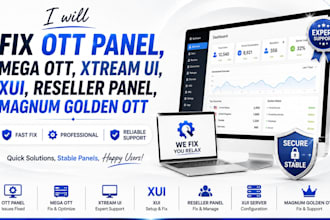 fix ott panel, mega ott, xtream ui, xui, reseller panel, xui, magnum golden ott