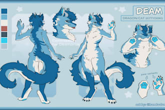 draw a custom furry ref sheet and fursona character design