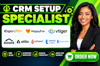 setup espocrm happyfox vtiger roofr attio lightspeed twenty crm housecall pro