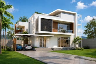 design modern villa exterior 3d architecture models and realistic rendering