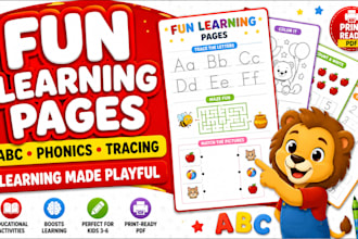 create preschool workbooks, abc, phonics, tracing and fun learning pages
