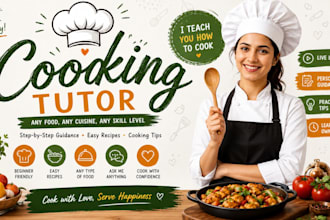 teach you how to cook delicious meals with easy step by step lessons