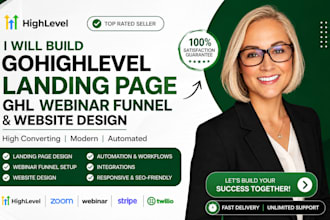 build gohighlevel landing page ghl webinar funnel and website design
