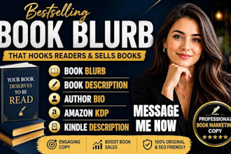 write bestselling book blurb for your novel, amazon KDP book title, description