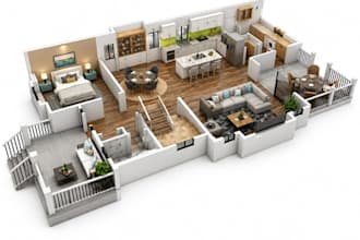 design small house 2d floor plans 3d home models exterior, realistic rendering