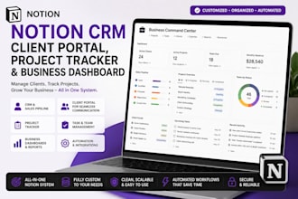 design notion CRM, client portal, project tracker and business dashboard