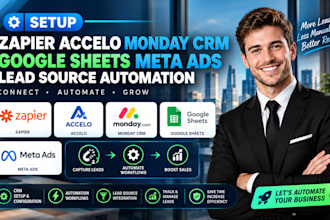integrate zapier accelo monday crm google sheets meta ads lead source automation