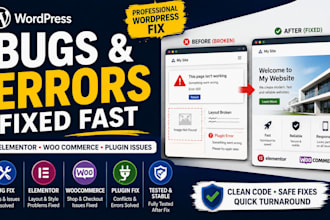 fix wordpress bugs, errors and elementor issues