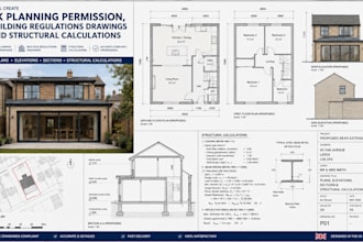 create UK planning permission, building regulations drawings and structural calc