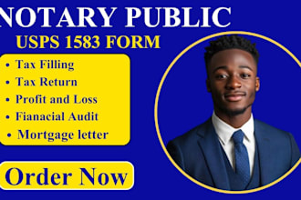 online notary, notarize usps form 1583 UK US legal document as US notary public