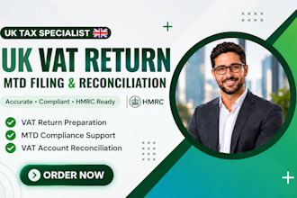 prepare UK vat return, mtd filing, hmrc vat compliance and reconciliation