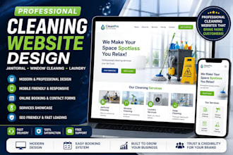 design janitorial cleaning website, window cleaning website and laundry website