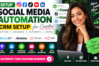 social media automation crm setup coaches bitrix24 kommo streak leads n8n ads