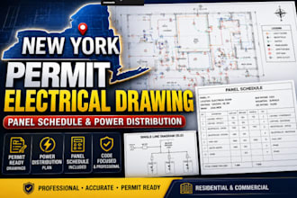 provide new york permit electrical drawing panel schedule and power distribution