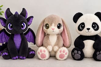 create custom handmade plush stuffed toy, plushie crochet kawaii cool plush toys