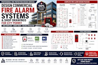 design commercial fire alarm systems and shop drawings for city permit