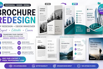 canva brochure redesign, PDF redesign, ebook makeover, layout, editable
