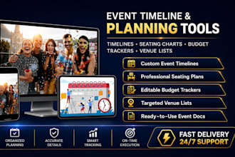 deliver a custom event timeline budget tracker spreadsheet seating chart