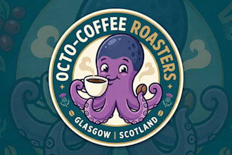 do unique brand with a funny cup octopus logo design