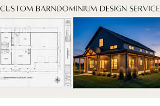 design architectural barndominium plans and 2d floor plan in autocad