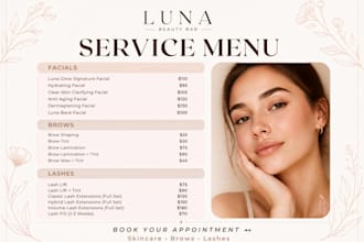 design a canva beauty salon price list and service menu