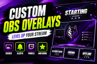 design custom obs overlay, stream scenes, alerts and twitch graphics