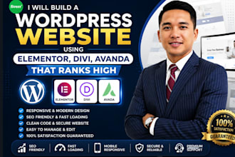 build a wordpress website using element pro, avanda and divi builder that ranks