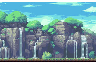 create pixel art game backgrounds environments scenes landscape scenery game art