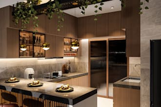 design modern kitchen interior with realistic 3d rendering