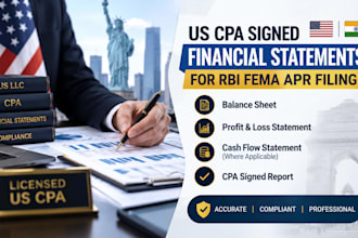 prepare US CPA signed financial statements for rbi fema apr filing