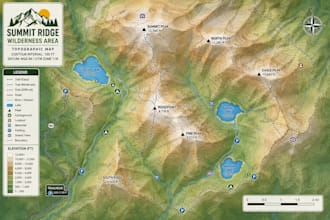 create custom topographic map, contour map, elevation map and terrain map