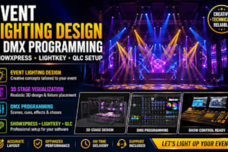 create event lighting design and dmx programming showxpress, lightkey, qlc setup