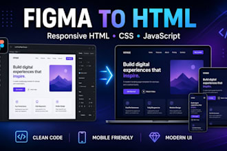 convert figma to responsive HTML CSS and javascript