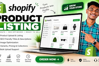 do shopify product listing and uploading with SEO tags
