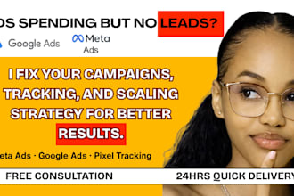 set up and manage meta and google ads for lead gen, roas scaling, pixel setup