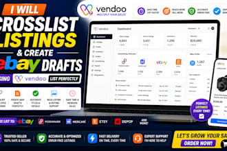 ebay crosslist listings and create ebay drafts using vendoo list perfectly