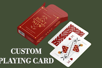 design custom playing cards, 52 card deck, poker cards card game card mockup box